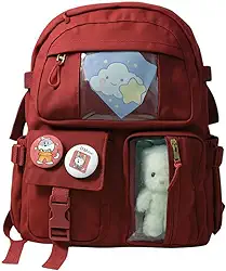 Mochila escolar Infantil e juvenil, Bolso Frontal, Alças Acolchoadas, grande capacidade, ursinho e broches, ideal para crianças de 6 a 13 anos