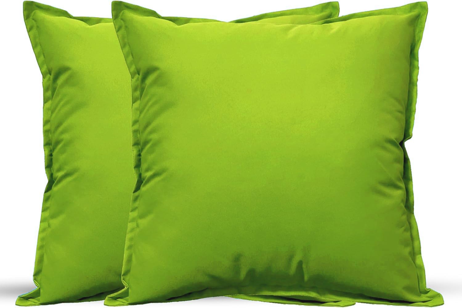 Outdoor Cushions Waterproof FILLED 2 Pack 60x60cm 24"x24" Zippered Outdoor Garden Cushions Waterproof With Cushion Covers Living Room Garden Sofa Patio (Lime Green, 60 x 60 cm (Pack of 2))