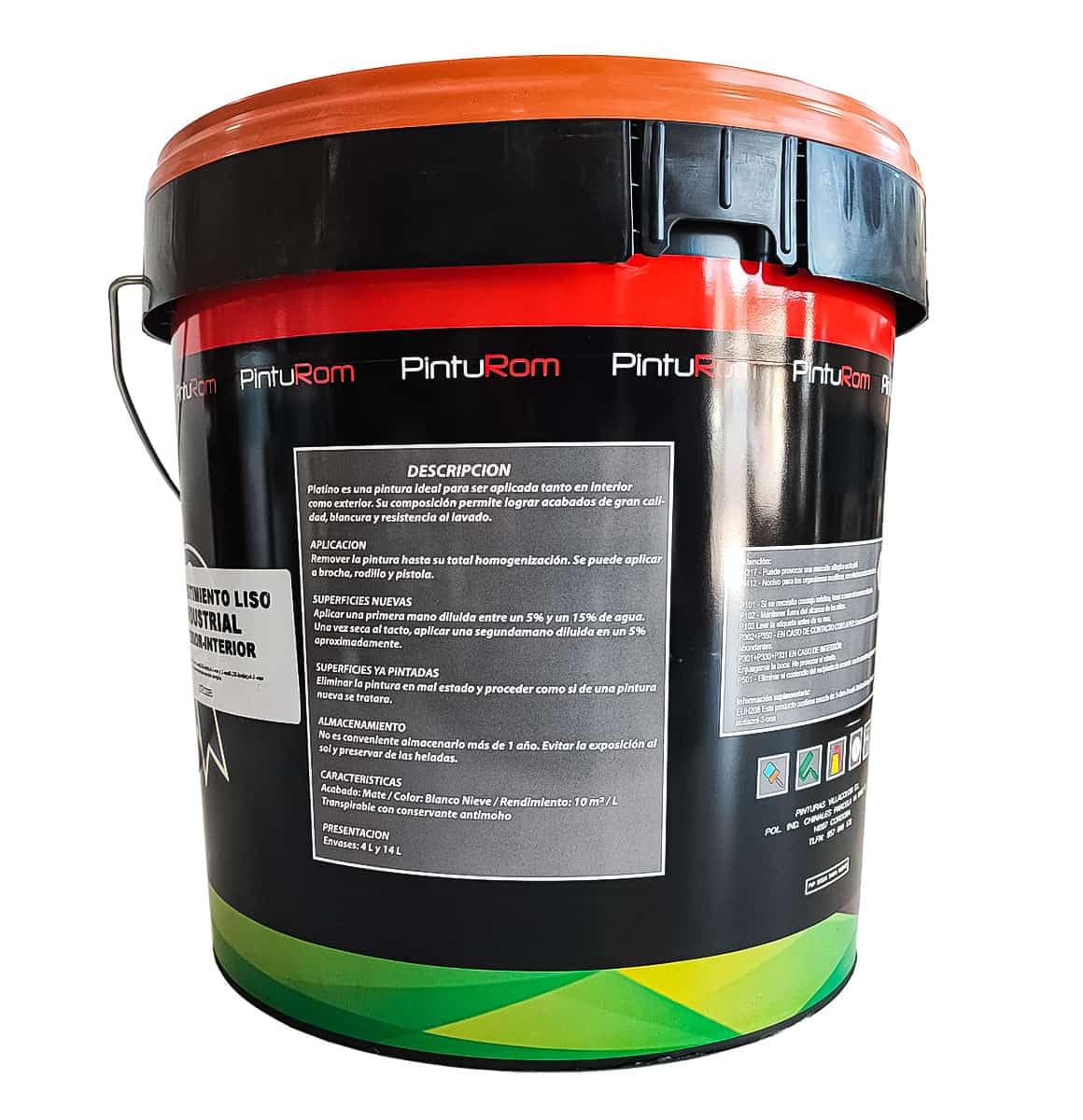 Pintura de Fachadas para Exterior, Revestimiento liso mate Industrial Platino blanco, Alta resistencia a la intemperie. (14 L., Blanco)