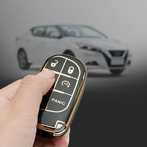 Miniatura 5 de Funda para llavero Jeep para Grand Cherokee Renegade Chrysler 200 300 Dodge RAM Durango Challenger Journey Smart Key Shell Case (negro)