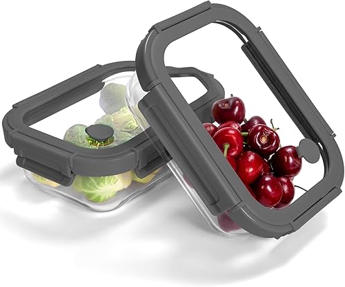 Miniatura 9 de Paquete de 5 recipientes de vidrio de borosilicato con tapas templadas, juego hermético de preparación de comidas de 35.2 oz/4.4 tazas, aptos para