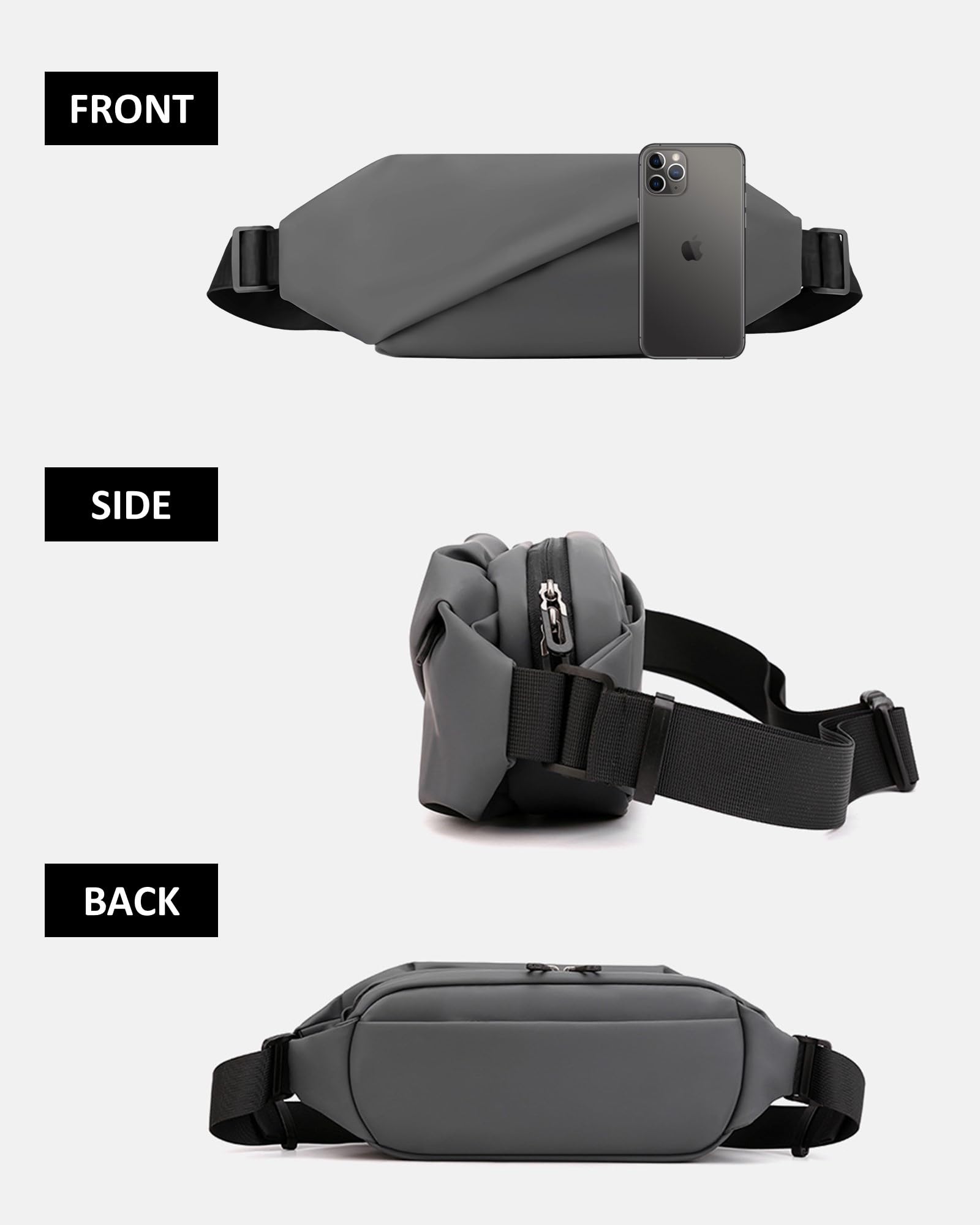 TODREMOU Bum Bag Bumbag Bumbags Anti Theft-Ladies Waterproof Women Bags Men Fanny Pack PU Leather Festival Waist Large Travel Safe - Image 3