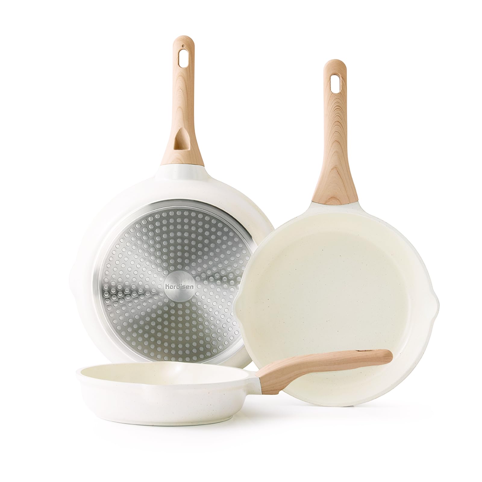 Kordisen Ceramic Nonstick Frying Pan Set, 3 Piece Induction Ceramic Pans Set, Healthy and Non-Toxic, PFOA & PFAS Free (20/24/28cm)