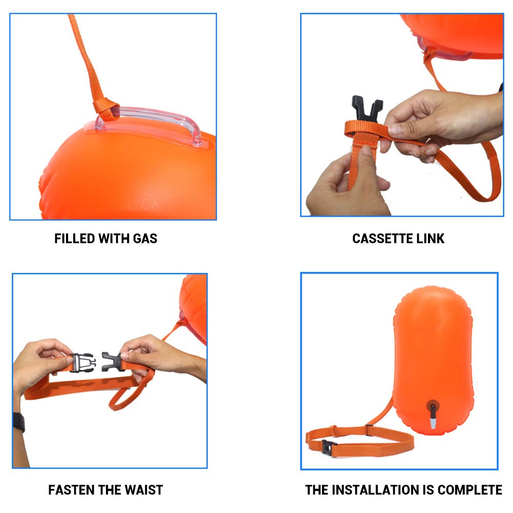 Boya de natación, Flotador de Seguridad de Burbujas de natación de PVC Duradero y Bolsa Seca con cinturón Ajustable para Deportes acuáticos, Nadadores de Aguas Abiertas, kayakistas y buceadores (ro