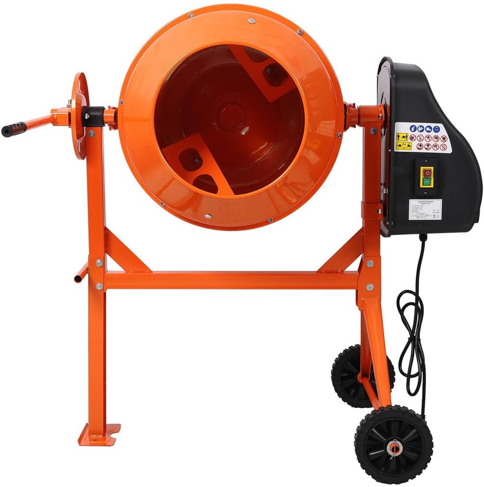 4.2 Cubic Ft Electric Cement Mixer, Heavy Duty Portable Concrete Mixer Machine,Wheelbarrow Cement Mixing Tools for Mortar, Stucco, Seeds and Fodder