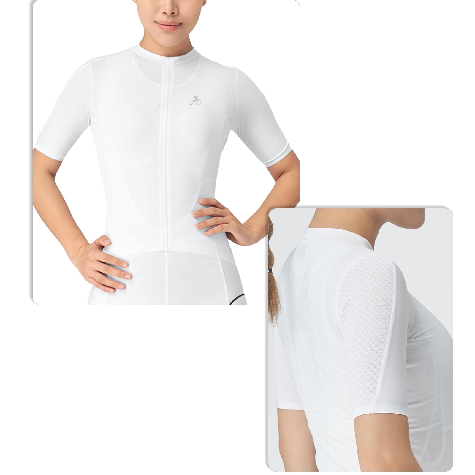 Radtrikot Damen Kurzarm/Langarm, Fahrradtrikot Atmungsaktiv Rennrad Trikot Schnell Trocknen Fahrrad Shirt mit 3 Taschen für Frauen Outdoor Sport