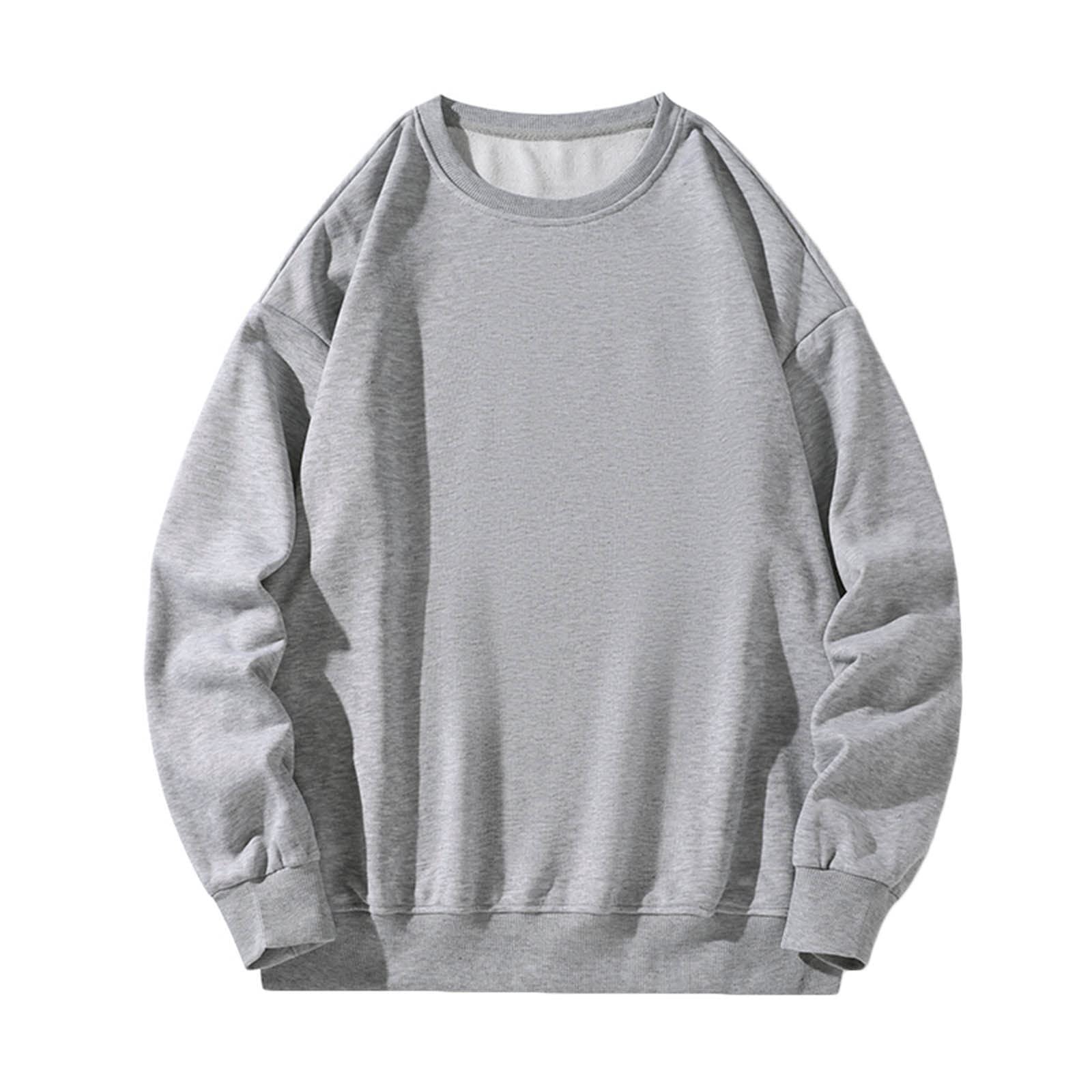 Men's Oversized Crewneck Sweatshirts Lightweight Plus Size Solid Pullover Tops Casual Long Sleeve Sweatshirt Blouse