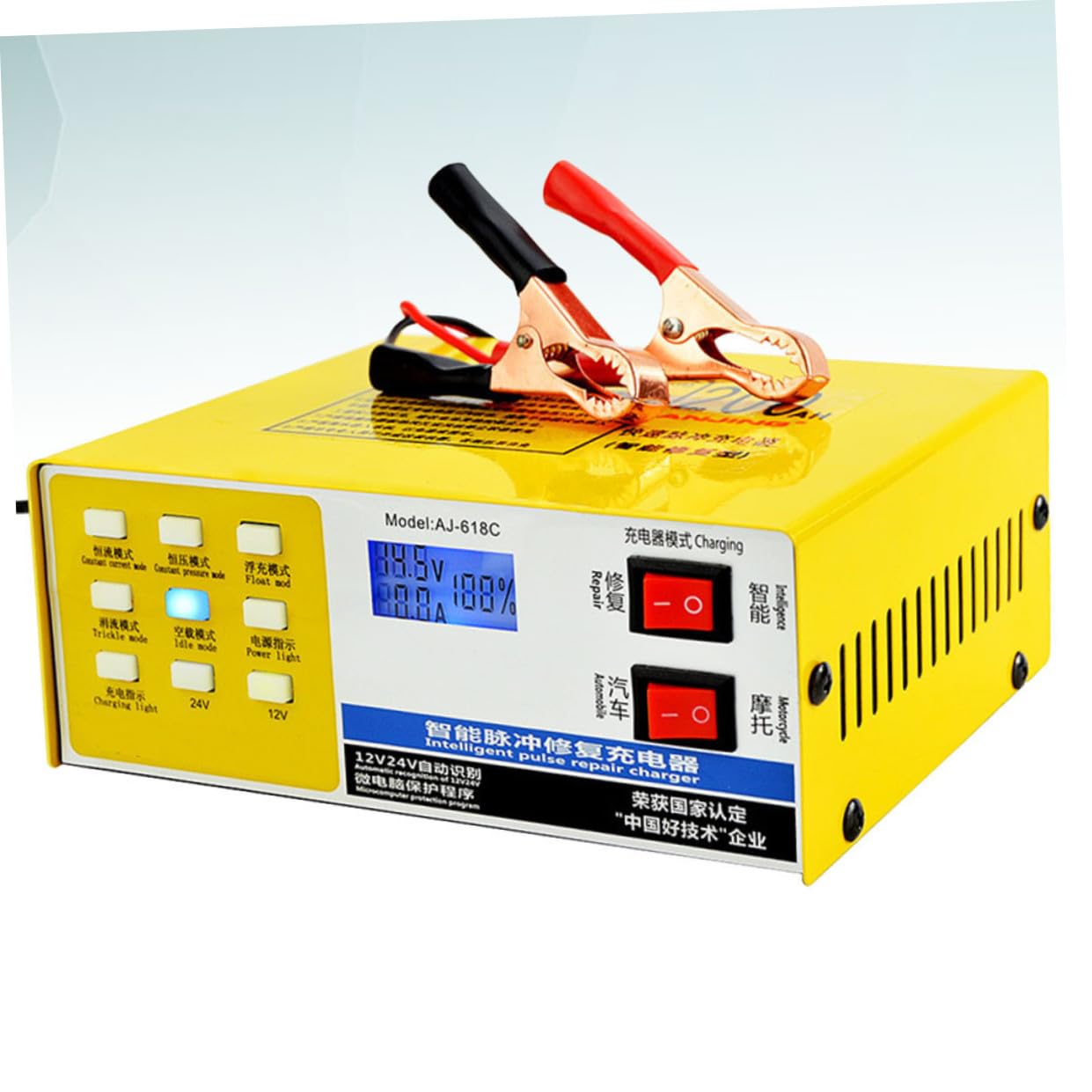 Alipis Caricabatteria per Auto 12v 24v Completamente Automatico Spegnimento Automatico, Compatibile Batterie Veicoli a Due Ruote e Auto, Alta Potenza e Sicurezza Garantita