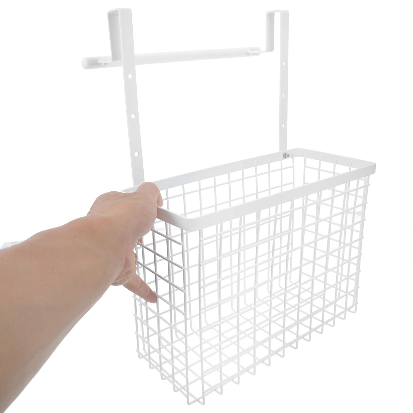 Zerodeko Over Cabinet Door Organizer with Towel Bar Kitchen Storage Basket Wire Cabinet Organizer Holder Wall Door Hanging Storage Basket for Kitchen Bathroom Pantry Storage