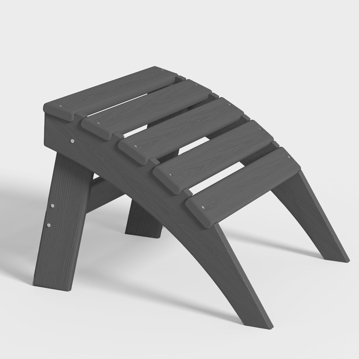 Plawdlik Folding Ottoman for Adirondack Chair–HDPE All-Weather Footrest for Outdoor Use, Garden & Poolside– Anti-Cracking, Fade-Resistant, Easy Assembly–Grey