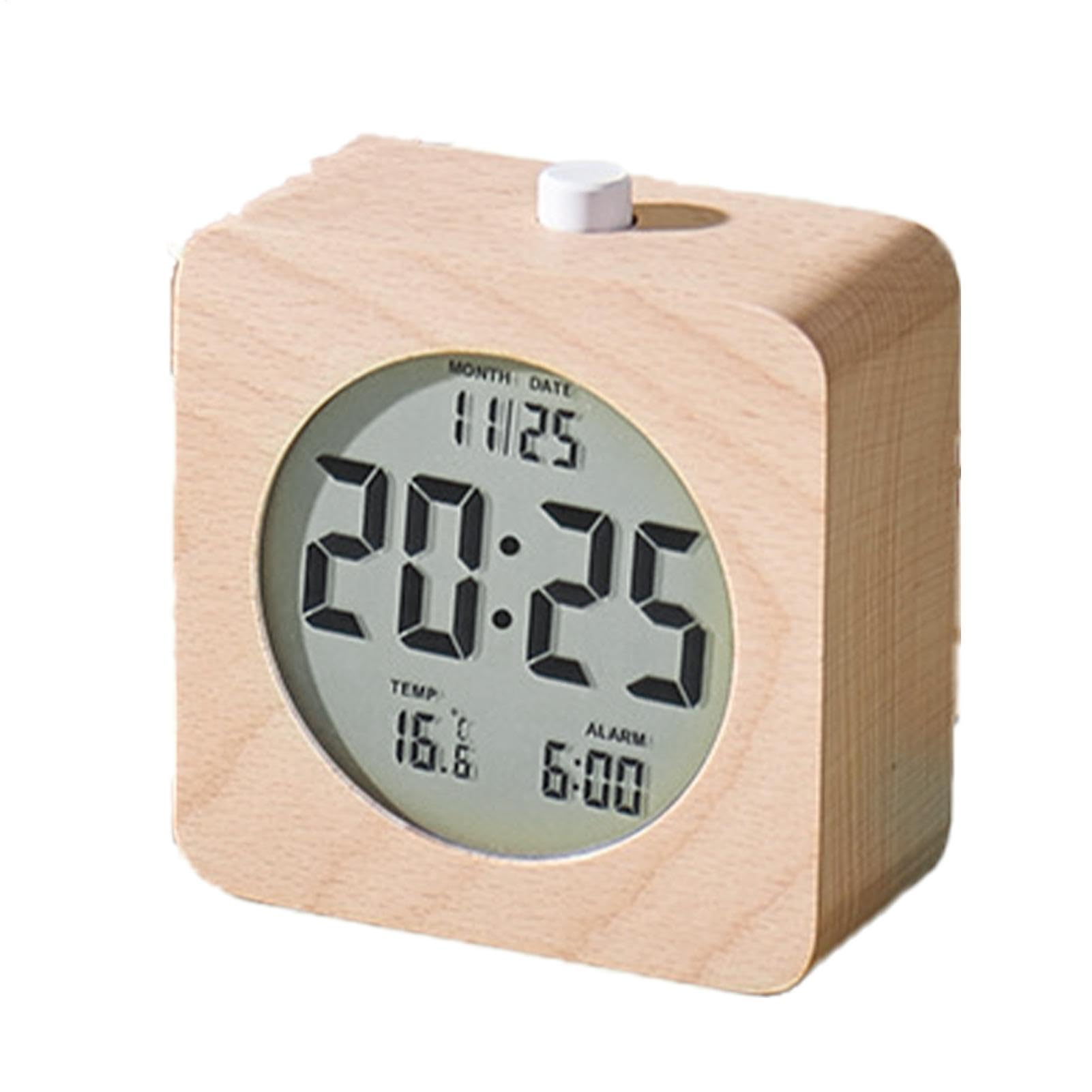 Réveil veilleuse et horloge à piles en bois pour chambre à coucher