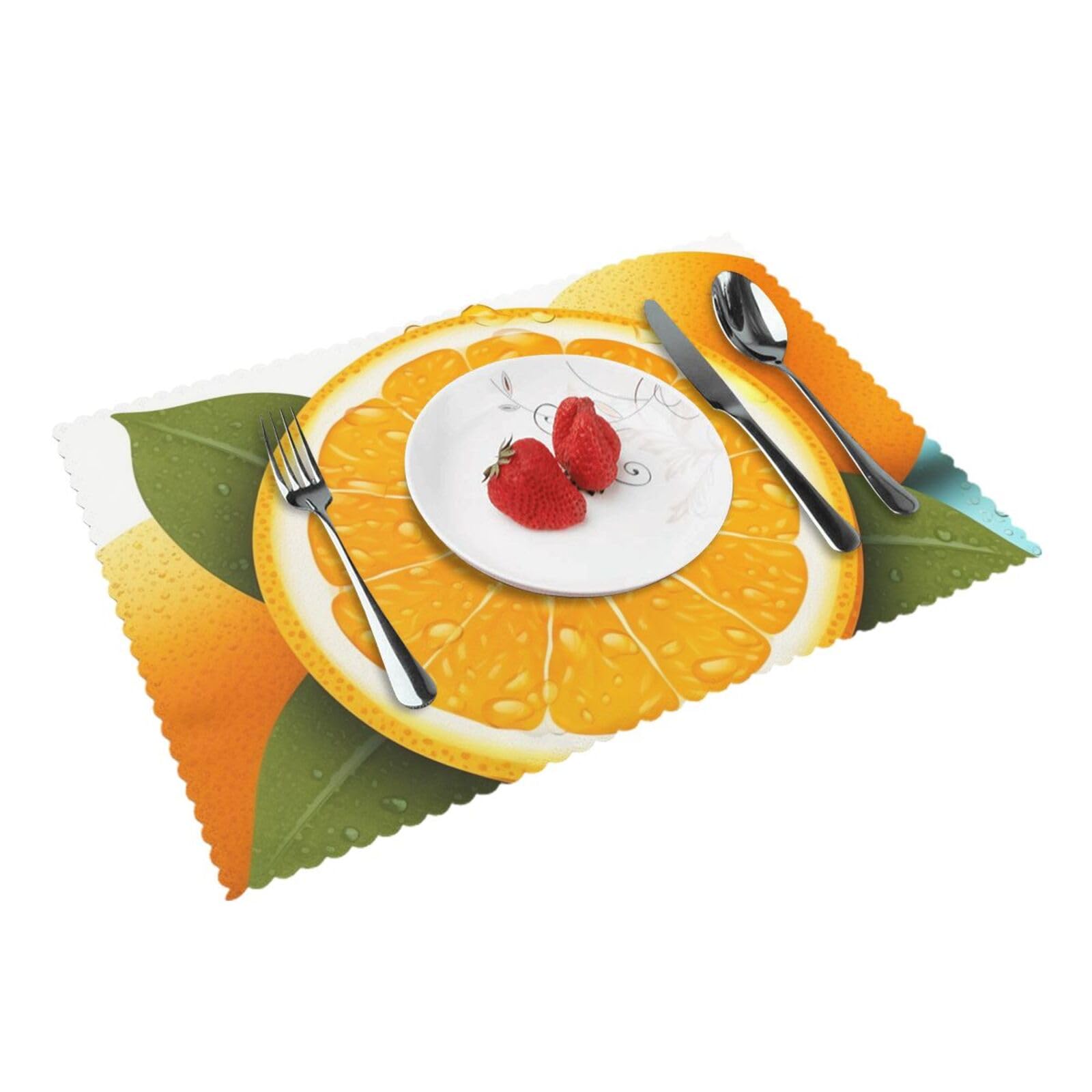 Fresh Orange Fruit Placemats Set of 4 Heat Resistant Non-Slip Place Mats for Dining Table, Washable Table Mats Wipeable Placemat Indoor/Outdoor Table Place Mats 12x18 Inch