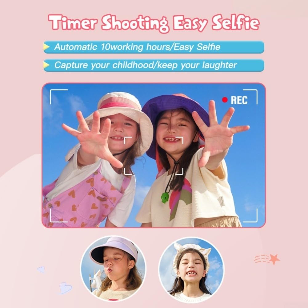Fotocamera termica per bambini, 12 MP, schermo da 2,4 pollici, colore: rosa
