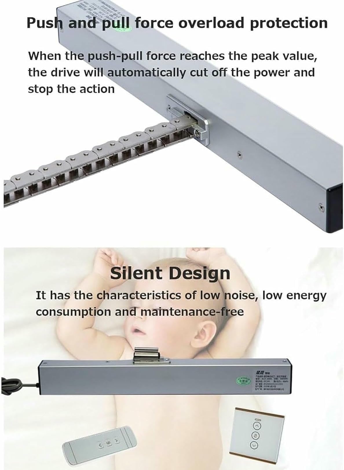 Actuador eléctrico para abrir ventanas, bajo ruido, doble cadena para tragaluz, sistema de ventilación automática, apto para uso doméstico y jardín