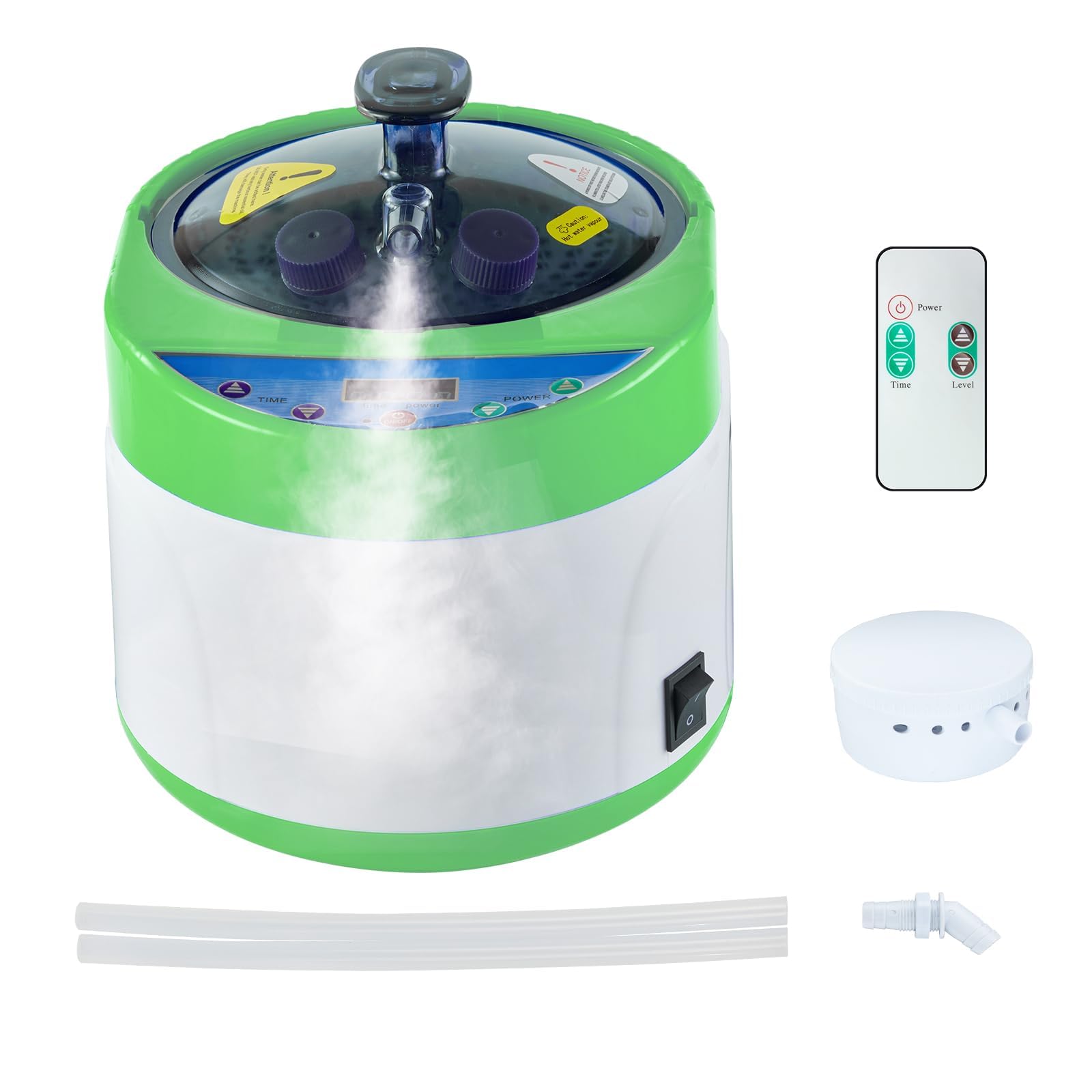 KASTWAVE Home Sauna Steamer, Portable 4L Large Capacity Steam Generator with Protection for Home Spa, Inner Stainless Steel with Timer & Gear Display for Relaxation, with Remote Control (Green)