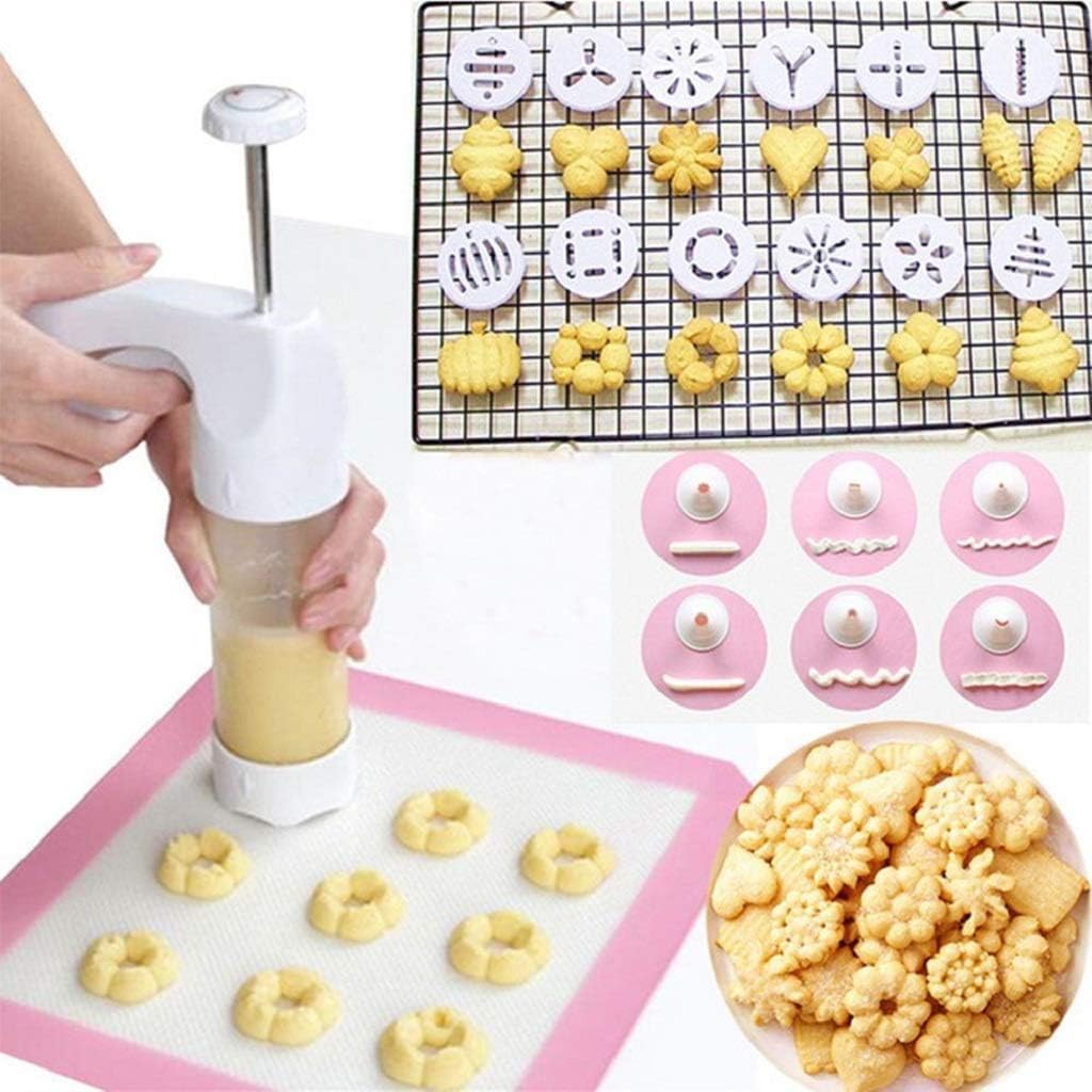 DIY Cookie Tool Biscuit Cookie Extruder Presser Machine Cookie Press Gun Set Biscuit Maker Cake Making Decorating Gun Kitchen Baking Tools 20 Cookie Disc Shapes (Type02)