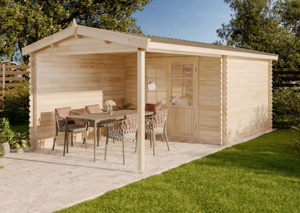 Alpholz Gartenhaus Ruben-28 aus Massiv-Holz | Gerätehaus mit 28 mm Wandstärke | Garten Holzhaus inklusive Montagematerial | Geräteschuppen Größe: 596 x 310 cm | Satteldach