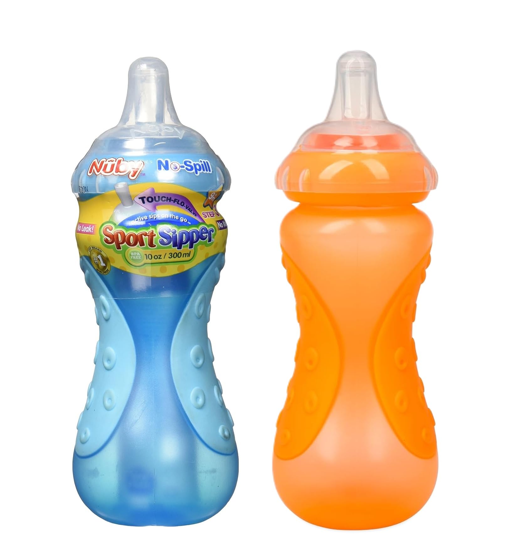 Nuby Plastic No-Spill Sport Sipper cup, 10 Ounce (Blue/Orange)