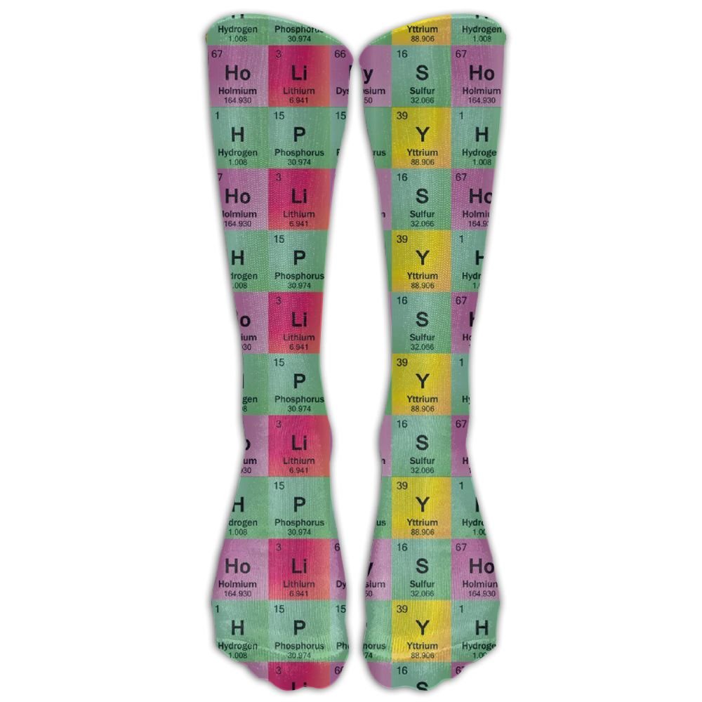 XIWANG New Science Teacher Funny Elements Periodic Table Biology Physics Athletic Tube Stockings Women's Men's Classics Knee High Socks Sport Long Sock One Size