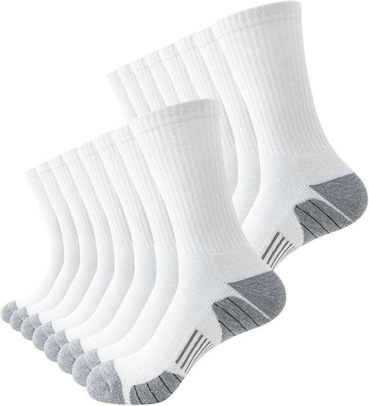 8 Pairs Mens Athletic Crew Socks Cushion Running Work Breathable Outdoor Socks for Men
