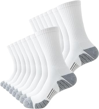 JOYNEE 8 Pairs Mens Athletic Crew Socks Cushion Running Work Breathable Outdoor Socks for Men