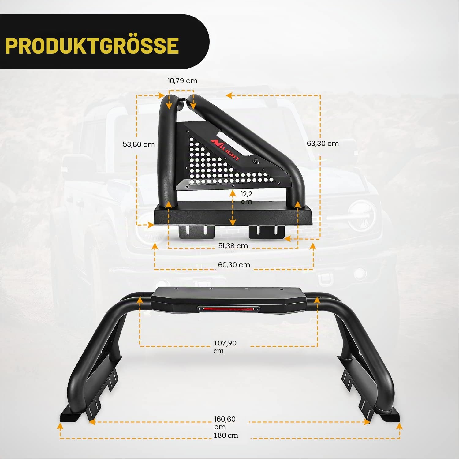 Nilight Truck Bed Chase Rack Überrollbügel für Dodge Ram 1500 2014-2023 Chevrolet Silverado/GMC Sierra 1500 2015-2023 F150 2014-2023 Tundra 2016-2023 Tacoma passt volle Größe Trucks 2 Jahre Garantie