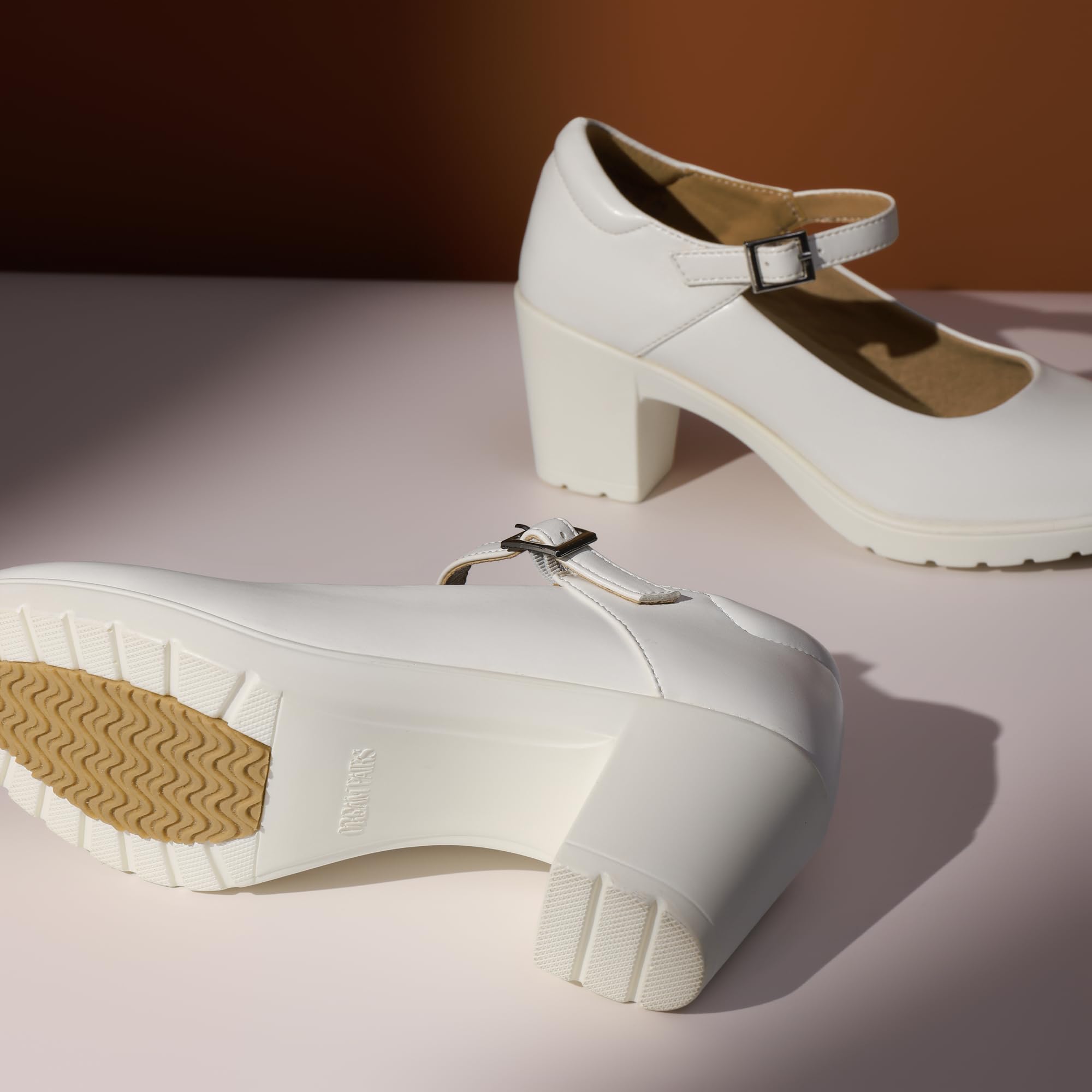 DREAM PAIRS Damskie grube niskie obcasy Mary Janes pasek na kostkę zamknięte palce buty sądowe damskie wygodne czółenka robocze wygodne okrągłe palce sukienka buty ślubne