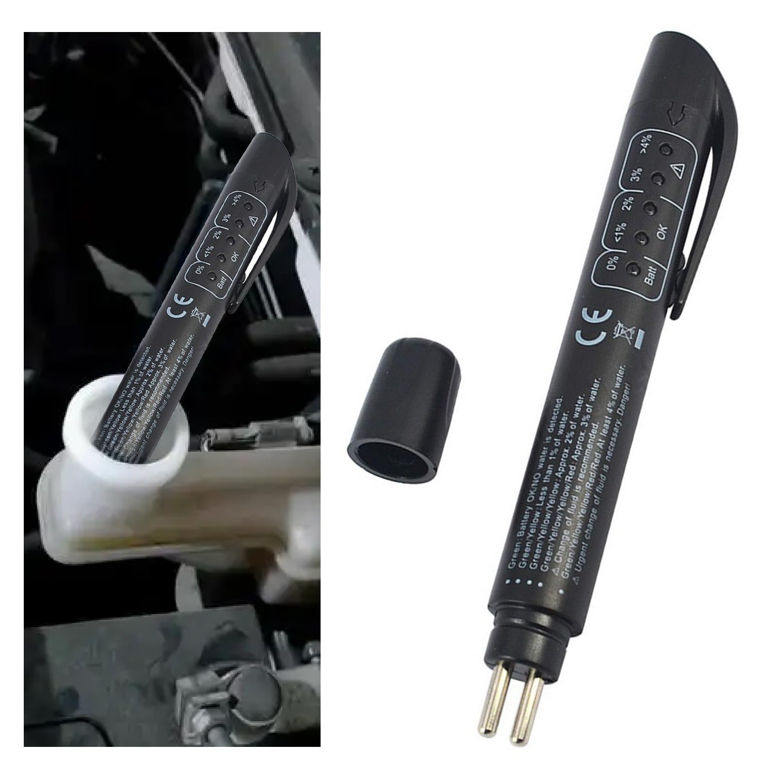 Brake Fluid Tester Pen with 5 LED Indicators，Car Brake Diagnostic Testing Tool DOT 3 DOT 4 DOT 5.1 Brake Fluid Liquid Tester