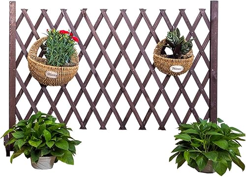 Soporte de flores de madera para maceta, balcón, sala de estar, soporte para plantas, valla de jardín, barandilla, rejilla telescópica, con base,
