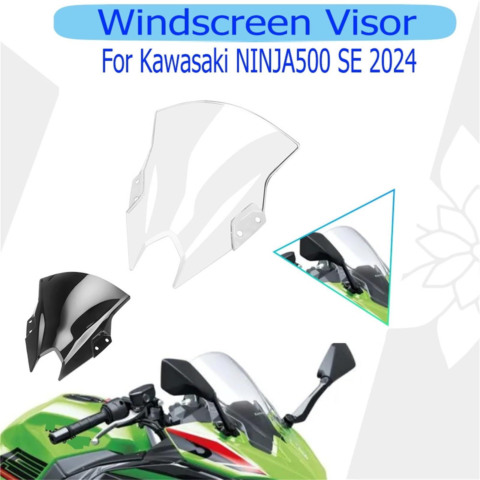 Osłona przeciwsłoneczna Przednia szyba motocyklowa Pasuje do Kawasaki NINJA 500 SE NINJA500 2024 Szyba przednia Akcesoria motocyklowe Owiewka(Clear)