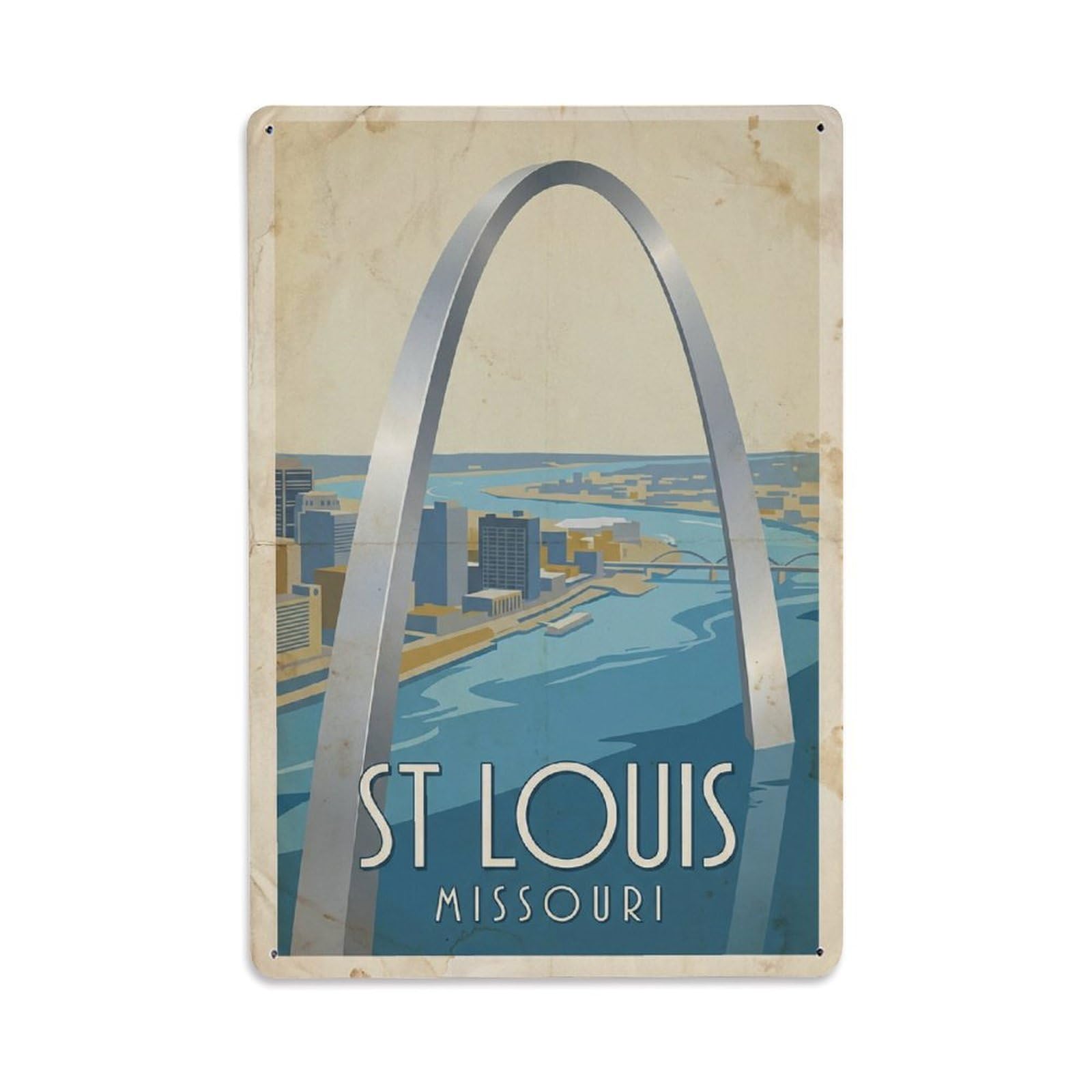 Xanthor Style Vintage Travel Usa St Louis Metal Tin Sign