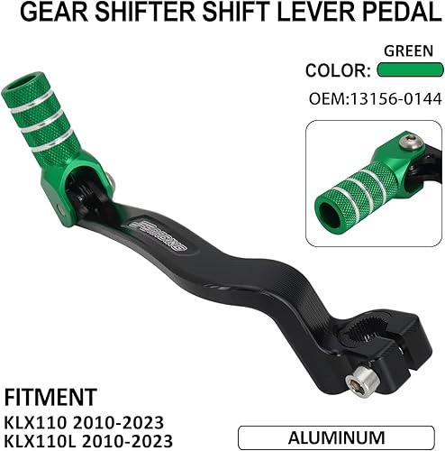 Miniatura 8 de JFG RACING Palanca de cambios de motocicleta plegable CNC para KLX 110 KLX110 KLX110L KLX110R 2010-2023 Bicicleta de suciedad pit verde