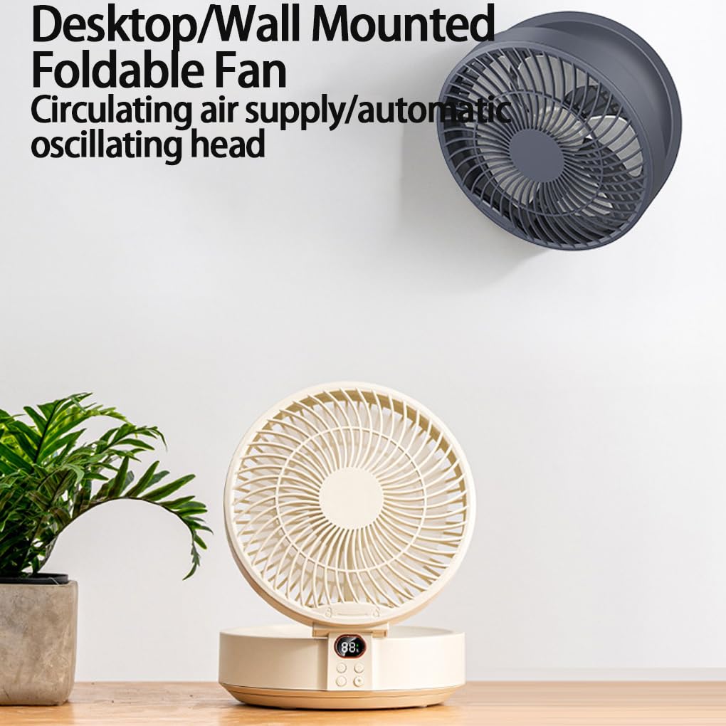 Ventilateur portable pliable avec écran d'affichage numérique, montage mural, ventilateur de bureau, mini ventilateur de charge portable en ABS, tapez+1