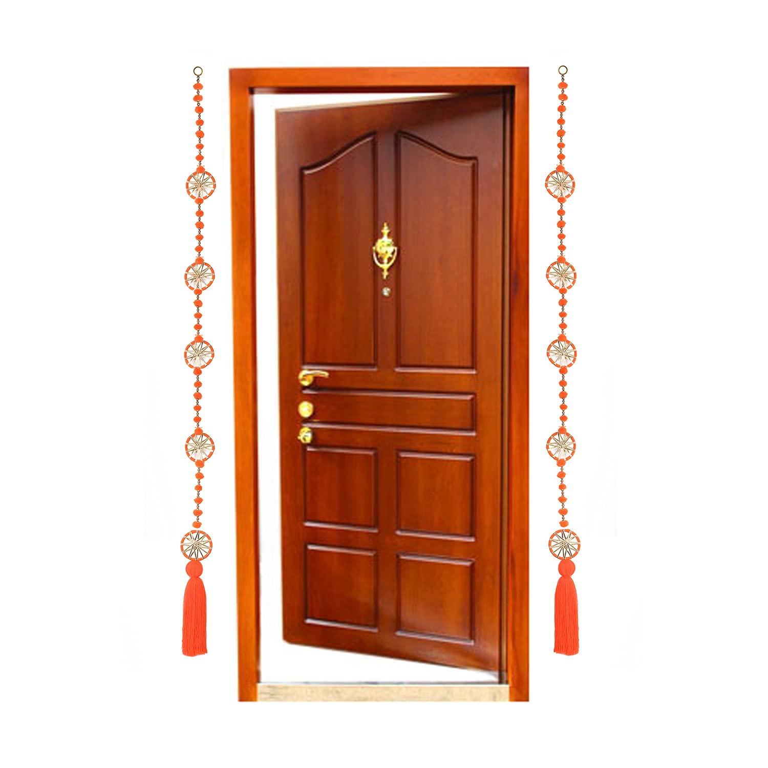 CHOTTEY LAL AND SONSTraditional Hanging Bandarwal for Door Cloth with Thread Work Sider for Home Inauguration Pooja Room Latkan for Festival Decoration (Multicolour, 54 inch) - Set of 2 Pcs