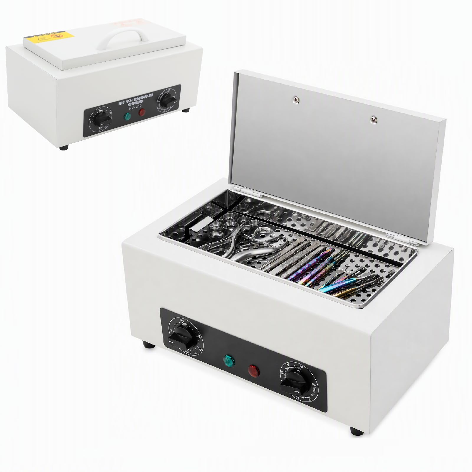 Esterilizador de Instrumentos 300W 220V Esterilizador de Aire Caliente con Temporizador y Luces de Visualización Claras, 2L Max. 220℃ Piano Autoclave para Salones de Belleza, Salones de Uñas, Barbería