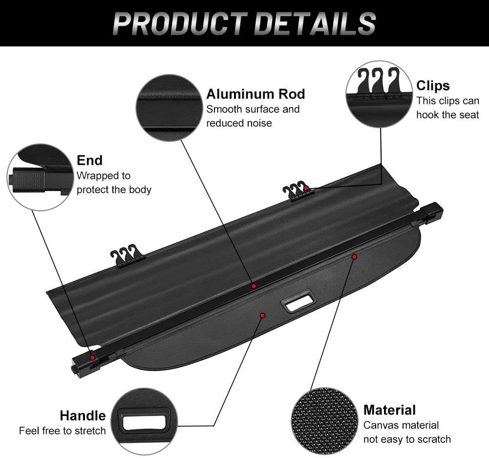 Car Rear Cargo Cover Privacy Trunk For Edge 2015-2021 Screen Security Shield Curtain Retractable Sturdy Boot Cover