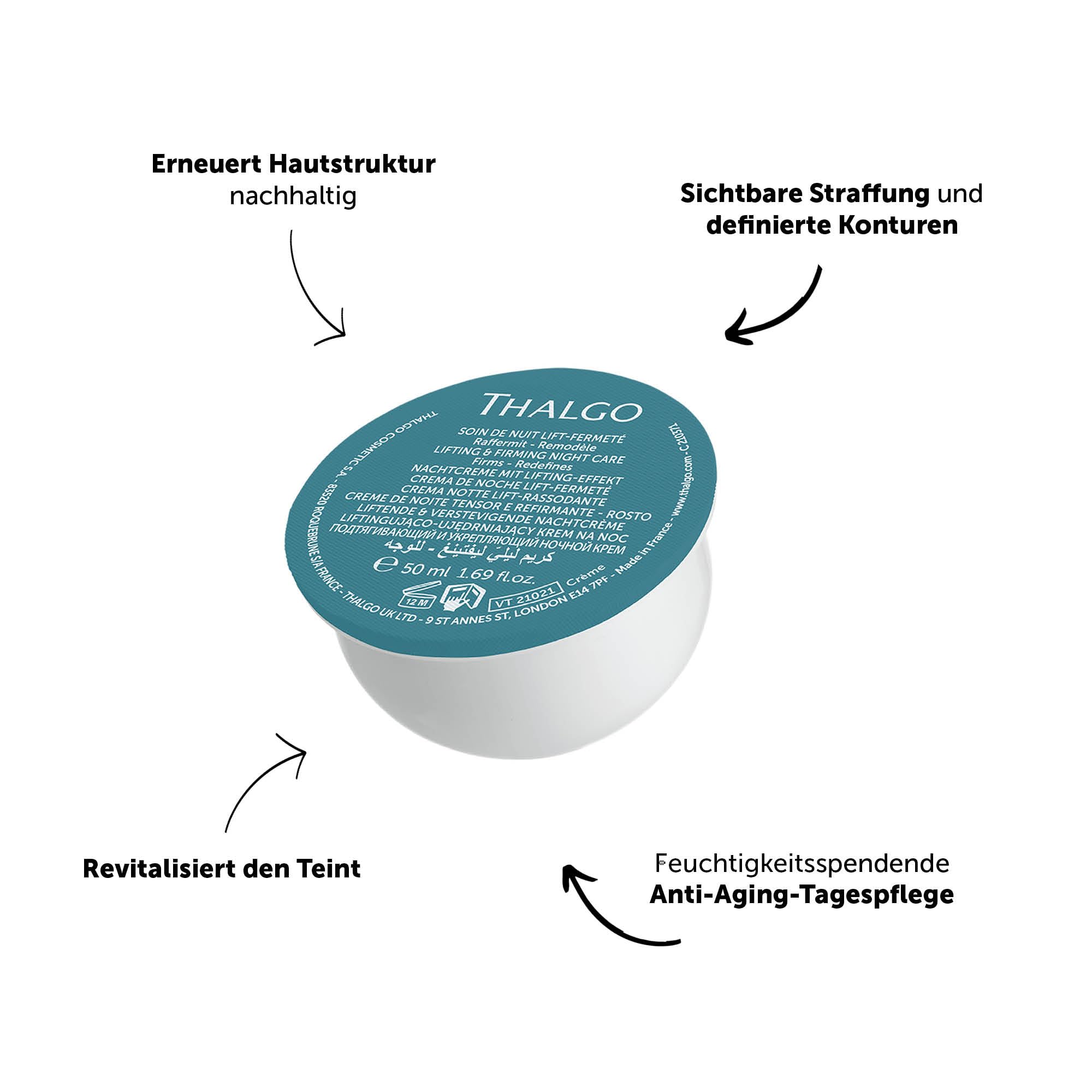 THALGO Silicium Lift Lifting & Firming Cream Refill 50 ml - Reichhaltige Intensivcreme mit Lifting-Effekt