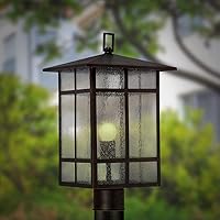 Vista 2 de Forte Lighting 1319-01-32 Craftsman - Farol exterior de montaje en poste con cristal transparente y acabado en bronce antiguo