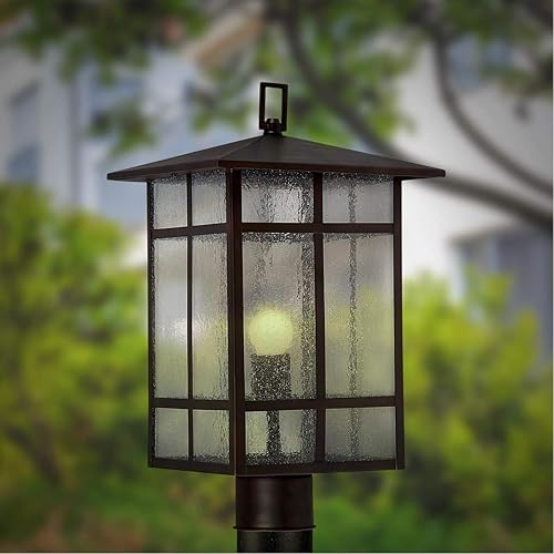 Miniatura 2 de Forte Lighting 1319-01-32 Craftsman - Farol exterior de montaje en poste con cristal transparente y acabado en bronce antiguo
