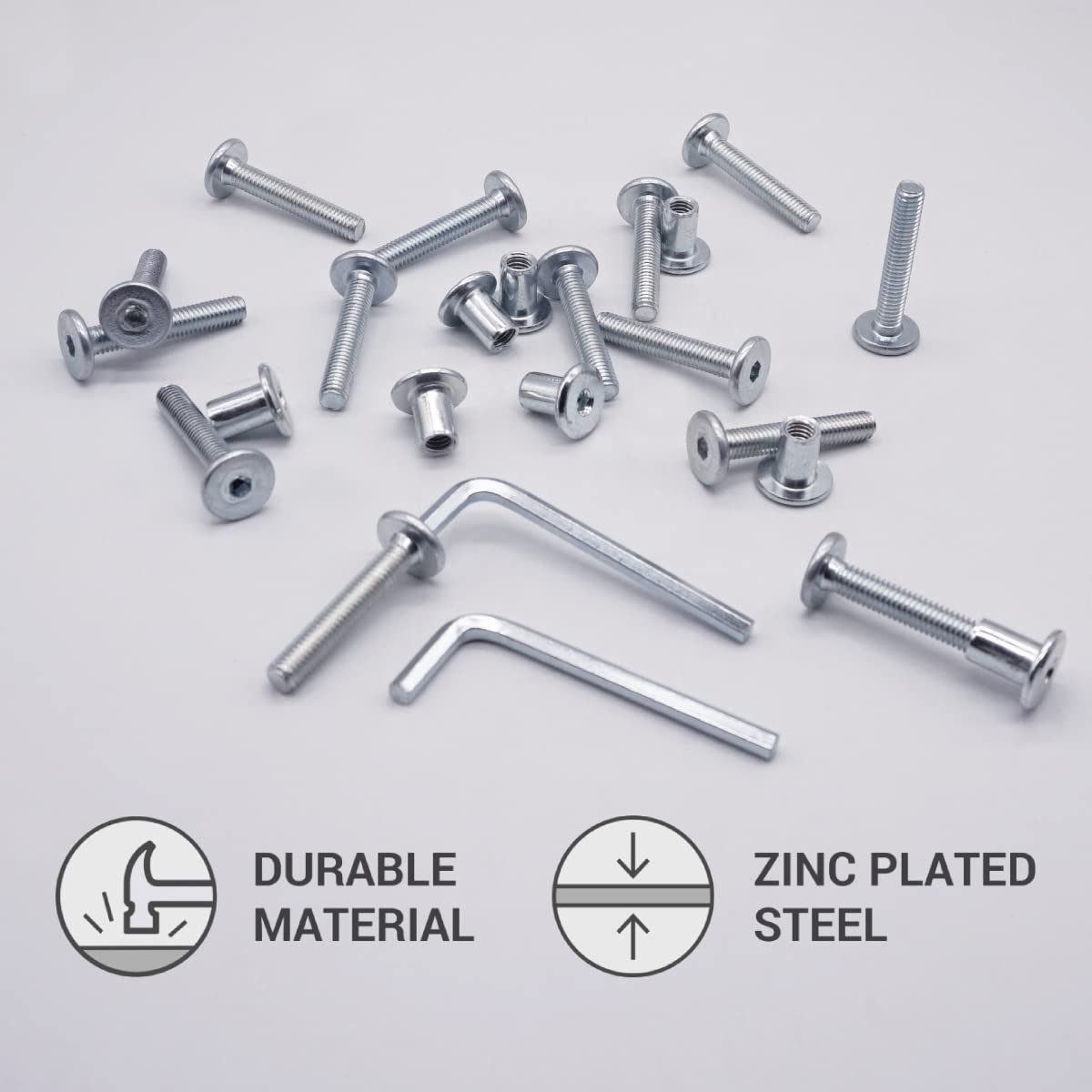 (Pack of 20 pcs) Zinc Plated Steel Joint Connector Bolts M6 x 35 mm