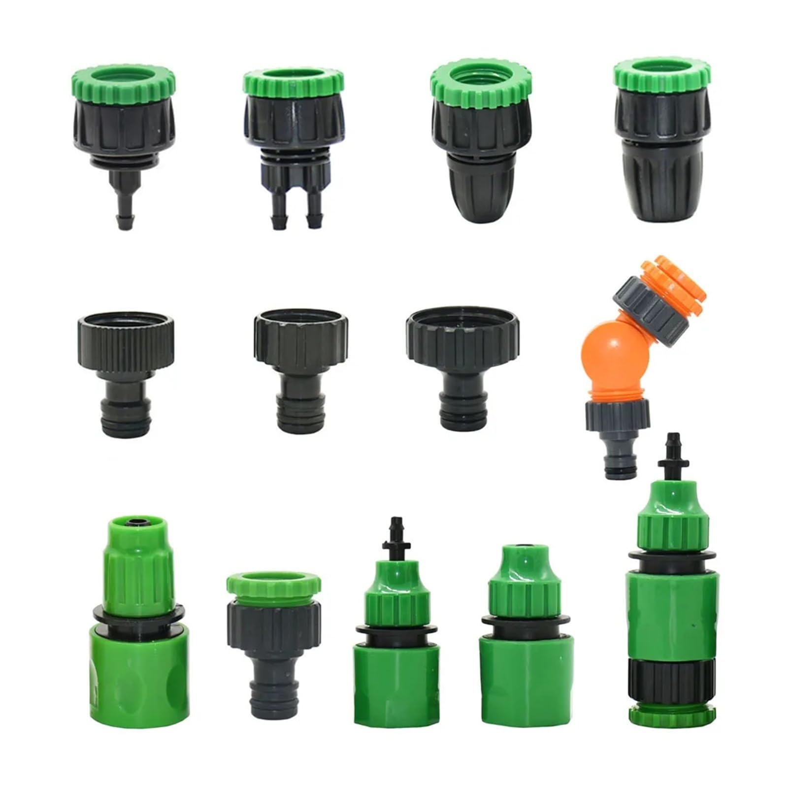Suministros de jardinería Conector rápido de manguera de 1/4" for grifo de jardín, conector de tubería de agua de púas de 4/7, 8/11 y 16 mm, adaptador de riego por goteo con rosca macho y hembra de 1/