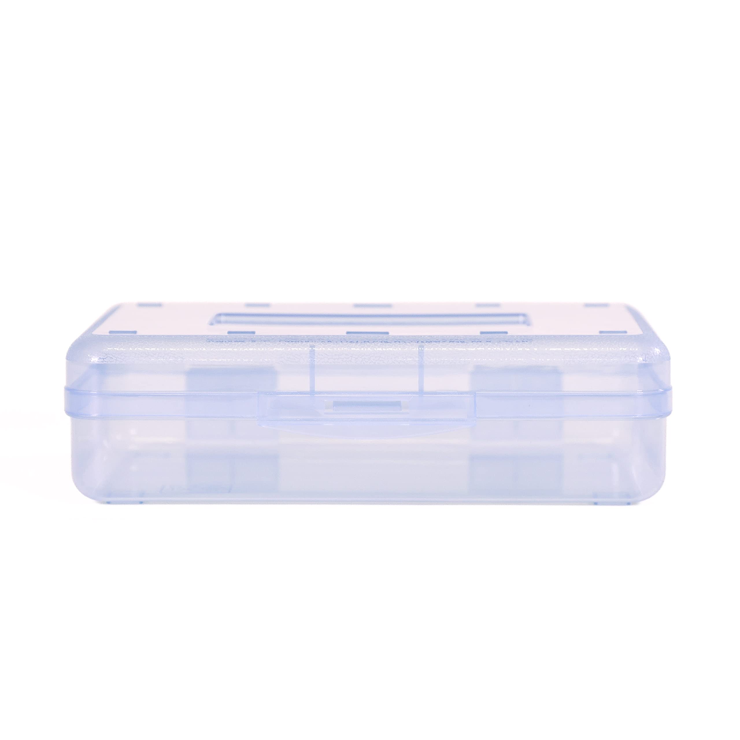 Pencil Box, Crayon Box, Large Capacity Plastic Pencil Box for Adults and Kids, Hard Pencil Case, Clear Pencil Boxes With Snap Tight Lid (Light Blue)