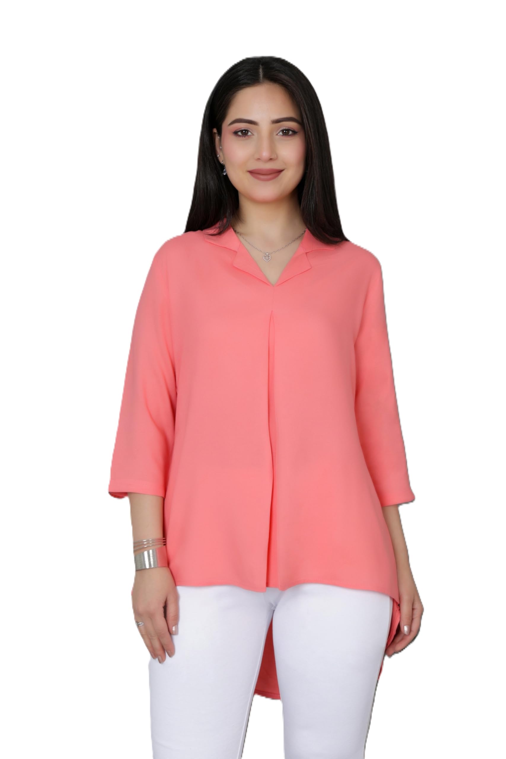mlada Rayon Collar Flare Top for Women | 3/4th Sleeve Regular Fit and Flare Top | Women Office Long Tunic Shirt Tops | Rayon Tunic Shirt for Western Look-picture-7