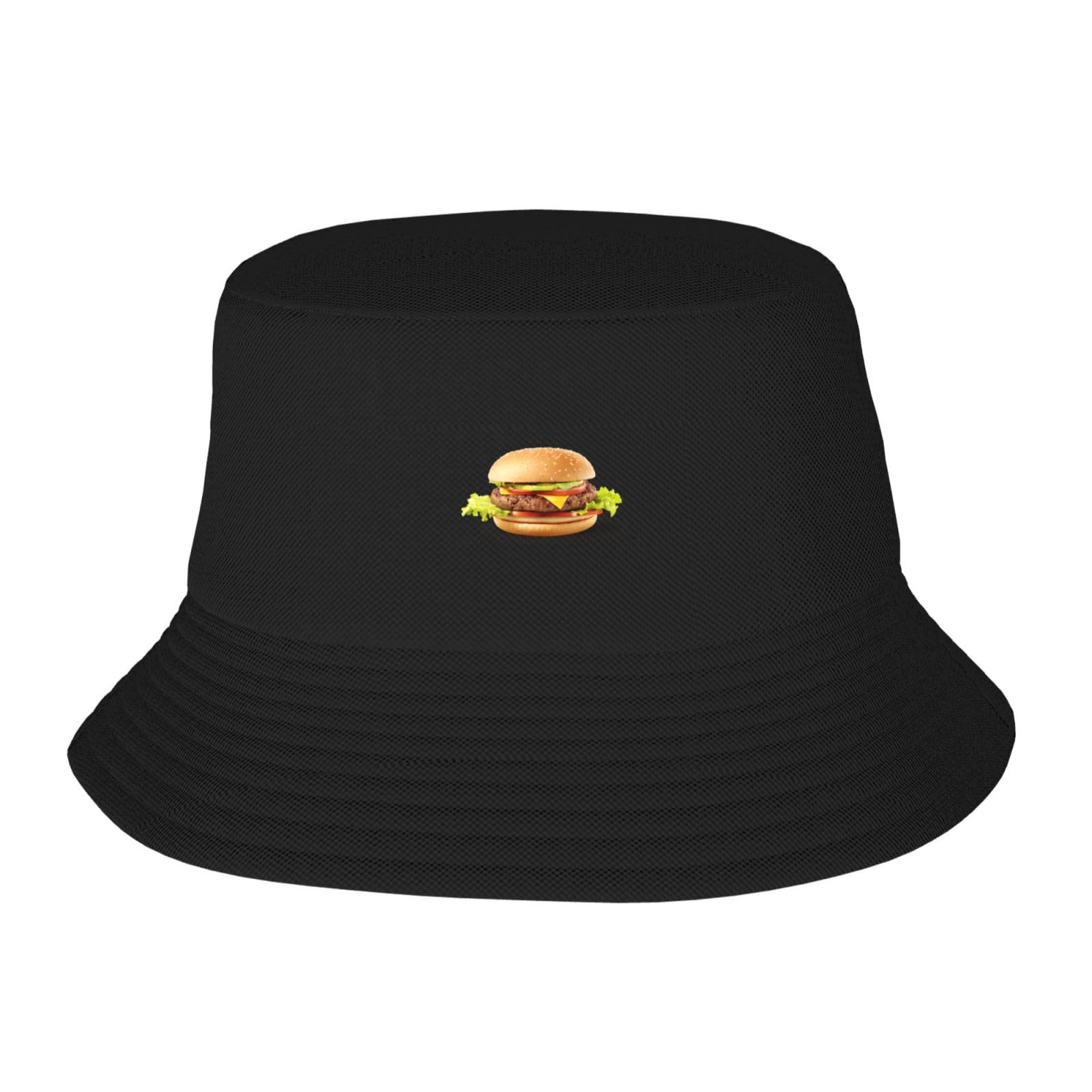 WHJDPP Delicious Beef Burgers Picture Adult Fisherman's Hat for Men and Women Foldable Headwear for Outdoor Activities Black