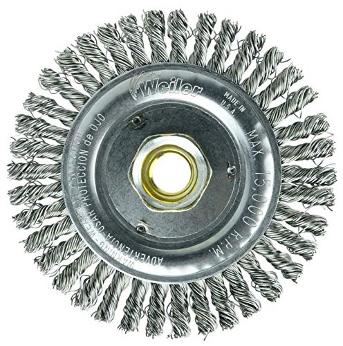 Image of Weiler 13238 Roughneck Jr. 4-1 /2 inch Stringer Bead Wire Wheel, .020 inch Stainless Steel Fill, 5 /8 inch-11 UNC Nut, Made in The USA (Pack of 5)