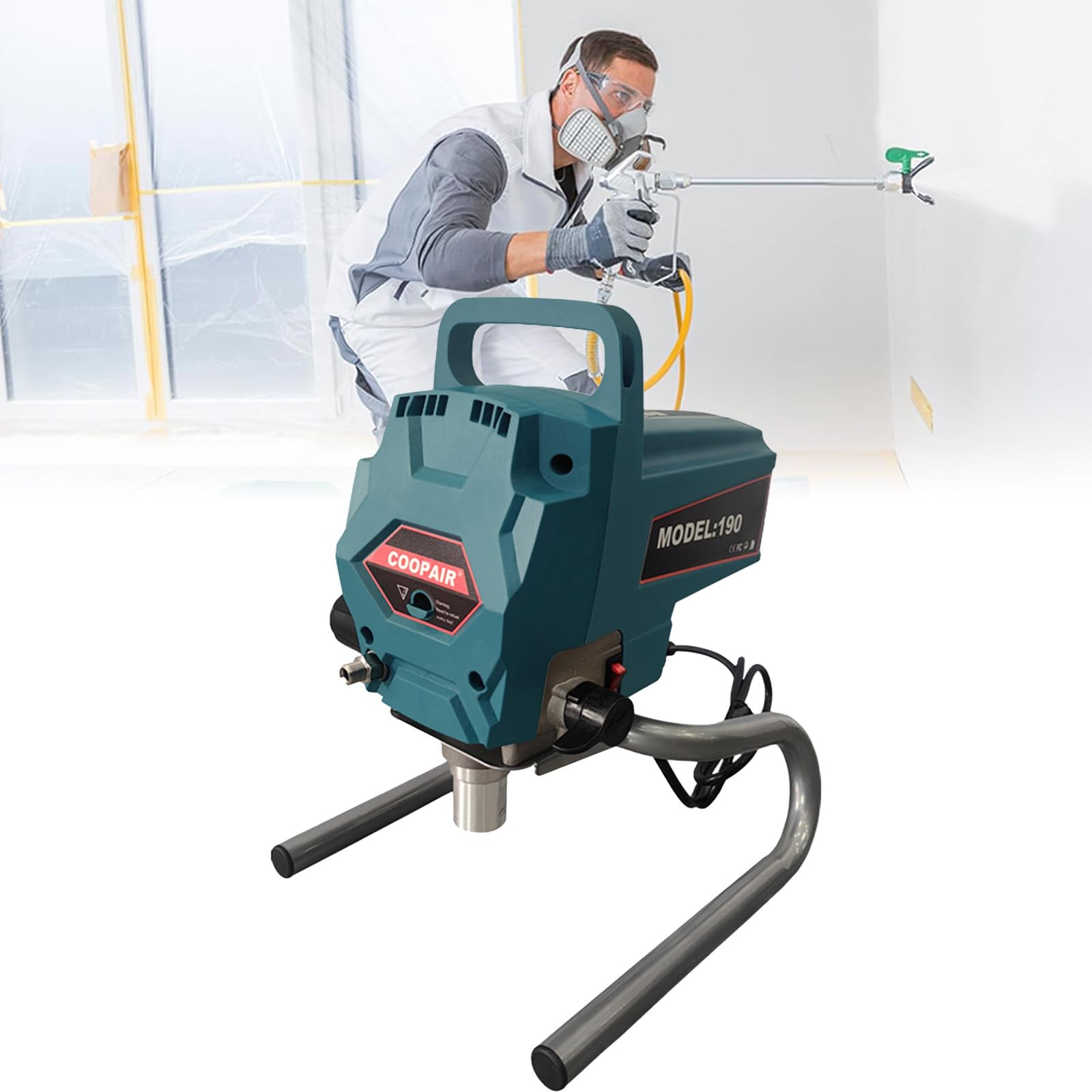 Aerator Bezpowietrzny 950 W, 3300 Psi, Wysokowydajny Elektryczny Pistolet Do Malowania Z Przedłużką, Bezrozrzedzający, Stojący, Bezpowietrzny Pistolet Do Malowania Elewacji