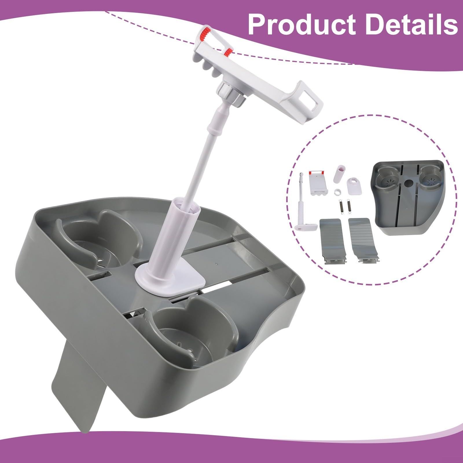 Supporto regolabile 3 in 1 a bordo piscina con portabicchieri e supporto per telefono per vasca da bagno gonfiabile piscina spa grigio (grigio)
