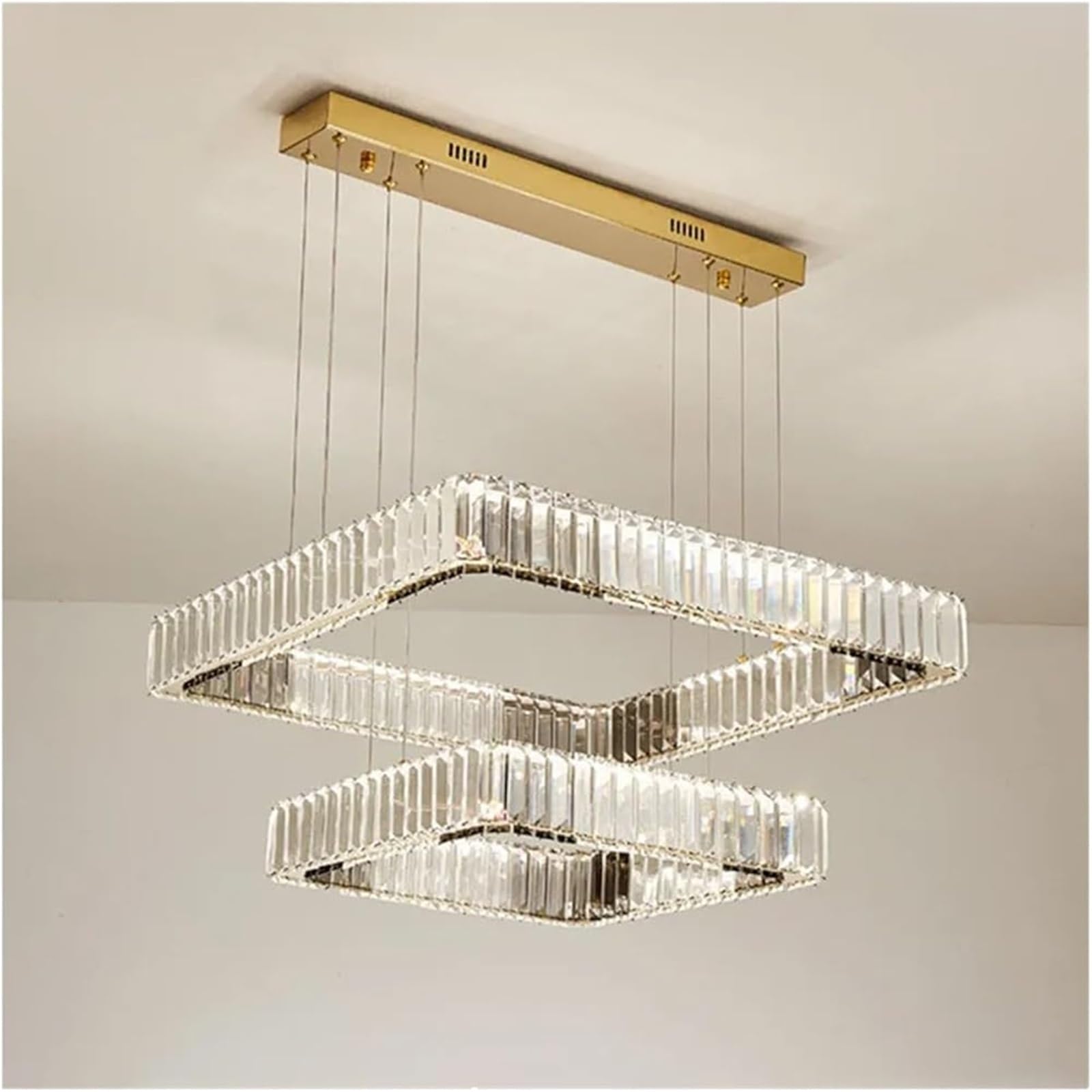 FZQSXAZU Pendant Light Ceiling Shade Modern Dimmable Crystal Lamp for Living Room Bedroom Suspend Decor Chandeliers(80+60cm)