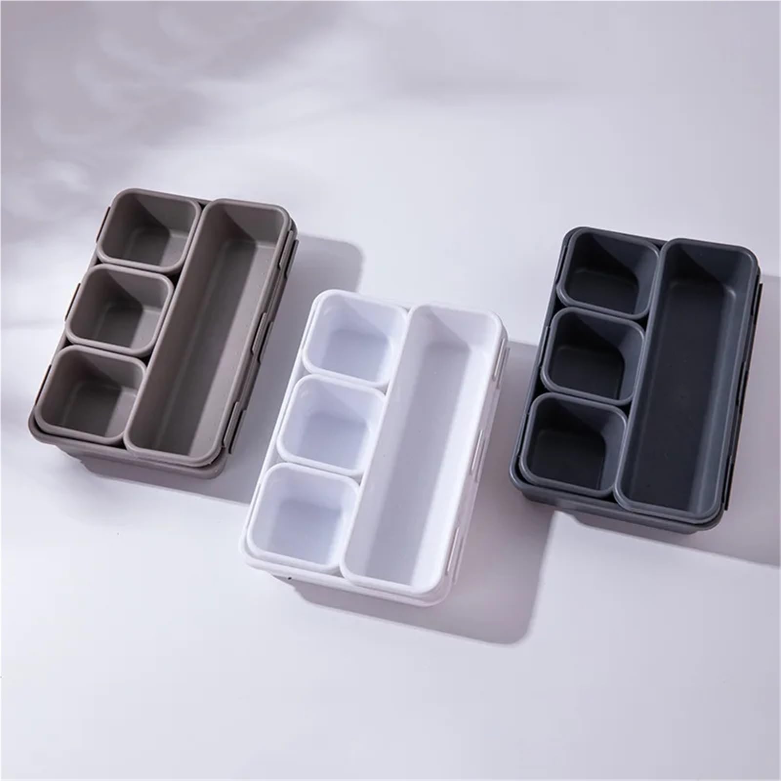 8 Stück verstellbare Schubladen-Organizer-Box-Tabletts Make-up-Kosmetik-Sonstiges-Teilerhalter Küche Badezimmer Schrank Schmuckschatulle Für Schminktisch(White)