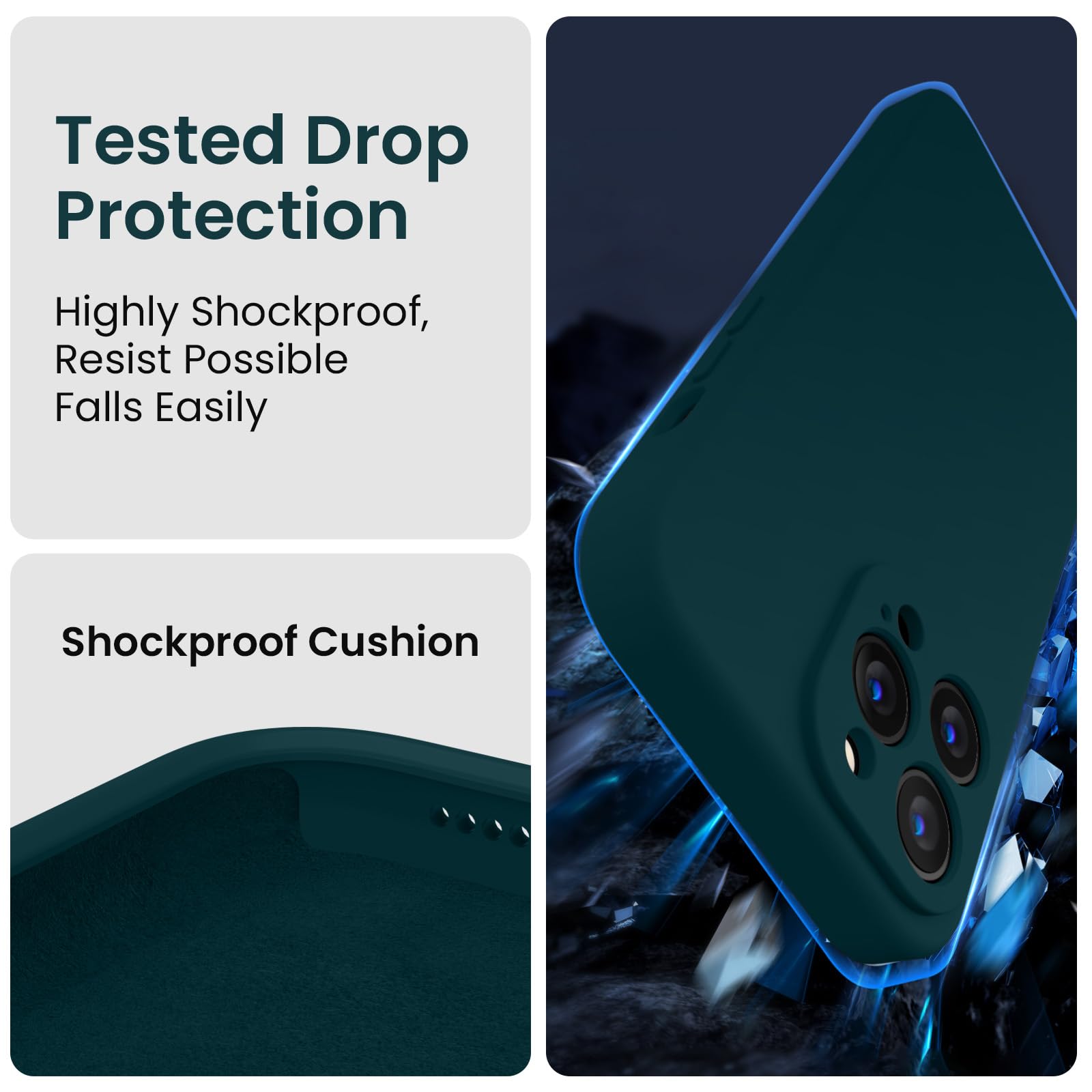Funda Silicona IPhone 14 Pro Max Con Protección Cámara - Incluye 2 Protectores Pantalla, Carga Inalámbrica